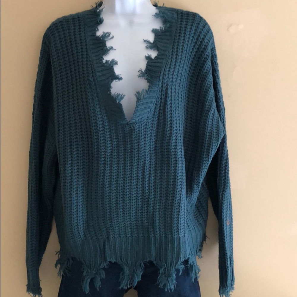 Knit distressed sweater